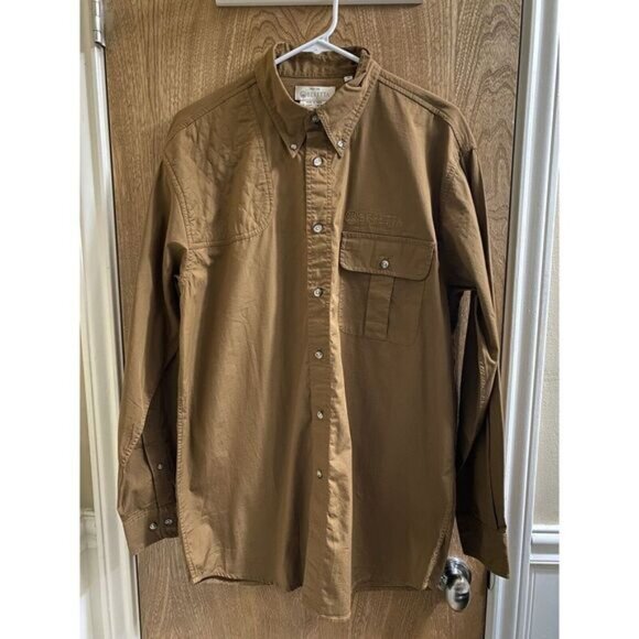 BERETTA Brown Button Up Long Sleeve Shirt Vented Field Hunting Shooting Mens M - Picture 1 of 12